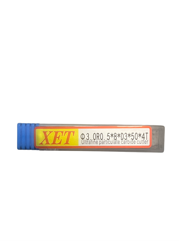 فرز انگشتی الماس (کارباید) 3 تیپ R0.5 طول XET 50mm مدل D3R0.5*8*d3*50*4T-55hrc
