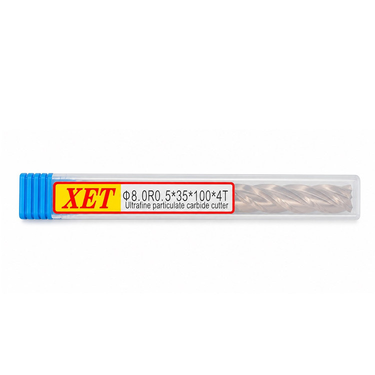 فرز انگشتی الماس(کارباید) 8 تیپ R0.5 طول XET 100mm مدل D8R0.5*35*100*4T-55hrc