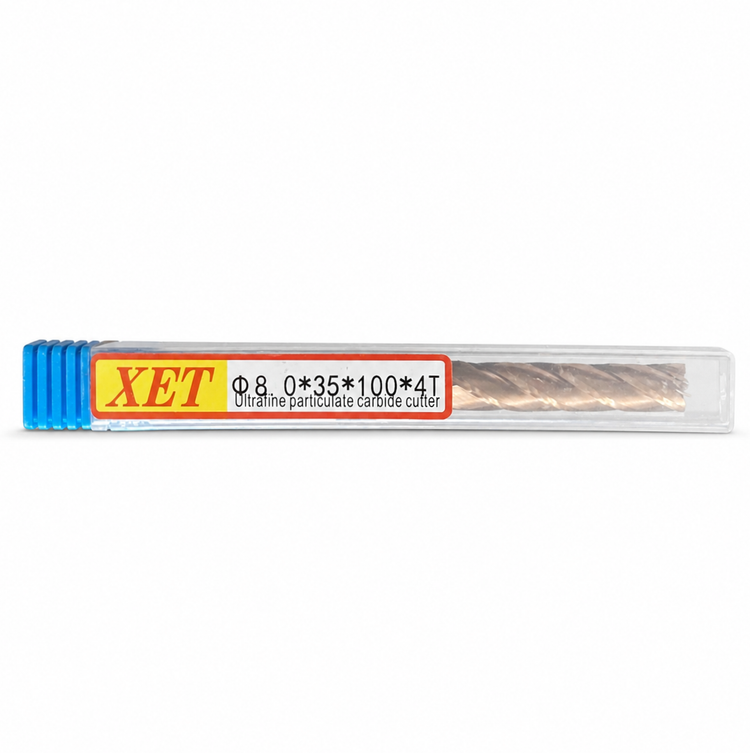 فرز انگشتی الماس (کارباید) 8 تخت طول 100 XET مدل D8*35*100*4T-55hrc