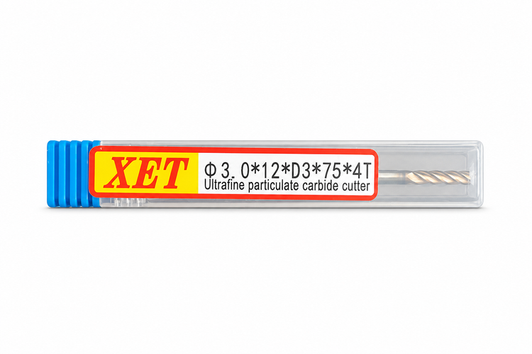 فرز انگشتی الماس (کارباید) 3 تخت طول XET 75 mm مدل D3*12*d3*75*4T-55hrc