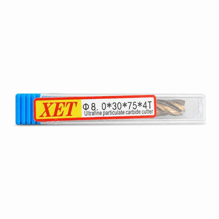 فرز انگشتی الماس (کارباید) 8 تخت طول XET 75 mm مدل D8*30*d8*75*4T-55hrc