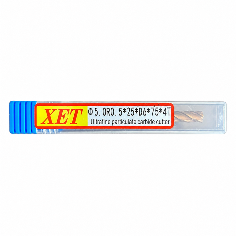 فرز انگشتی الماس (کارباید) 5 تیپ R0.5 طول XET 75mm مدل D5R0.5*25*d6*75*4T-55hrc