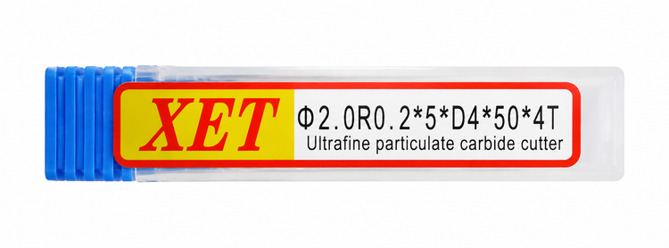 فرز انگشتی الماس (کارباید) 2 تیپ R0.2 طول XET 50mm مدل D2R0.2*5*d4*50*4T-55hrc