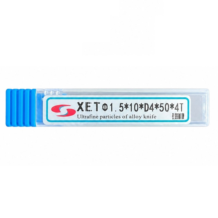 فرز انگشتی الماس (کارباید) 1.5 سرتخت نافی بلند طول XET 50mm مدل D1.5*10*d4*50*4T-55hrc
